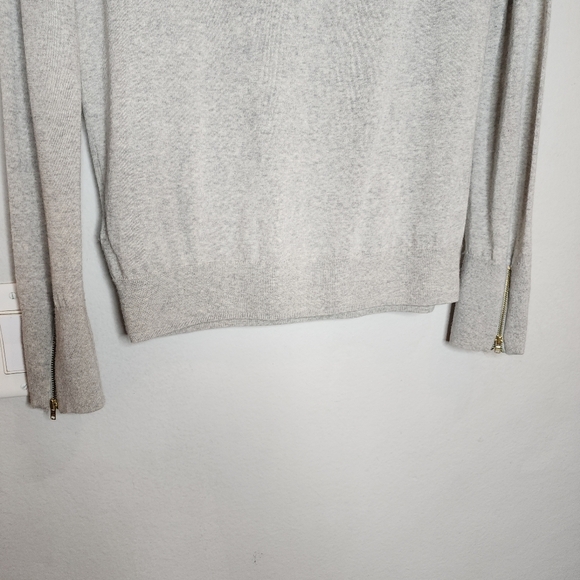J. Crew Merino Wool Grey Turtleneck Ruffle Sweater Zip Cuffs Size Medium - Picture 13 of 16